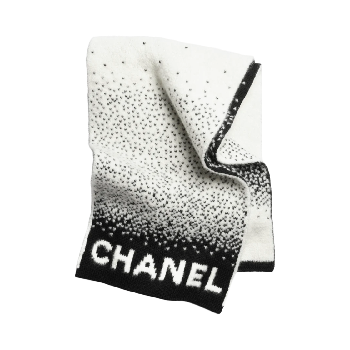 AAB243-B21443-U2684 Chanel Muffler Cashmere Wool White Black
