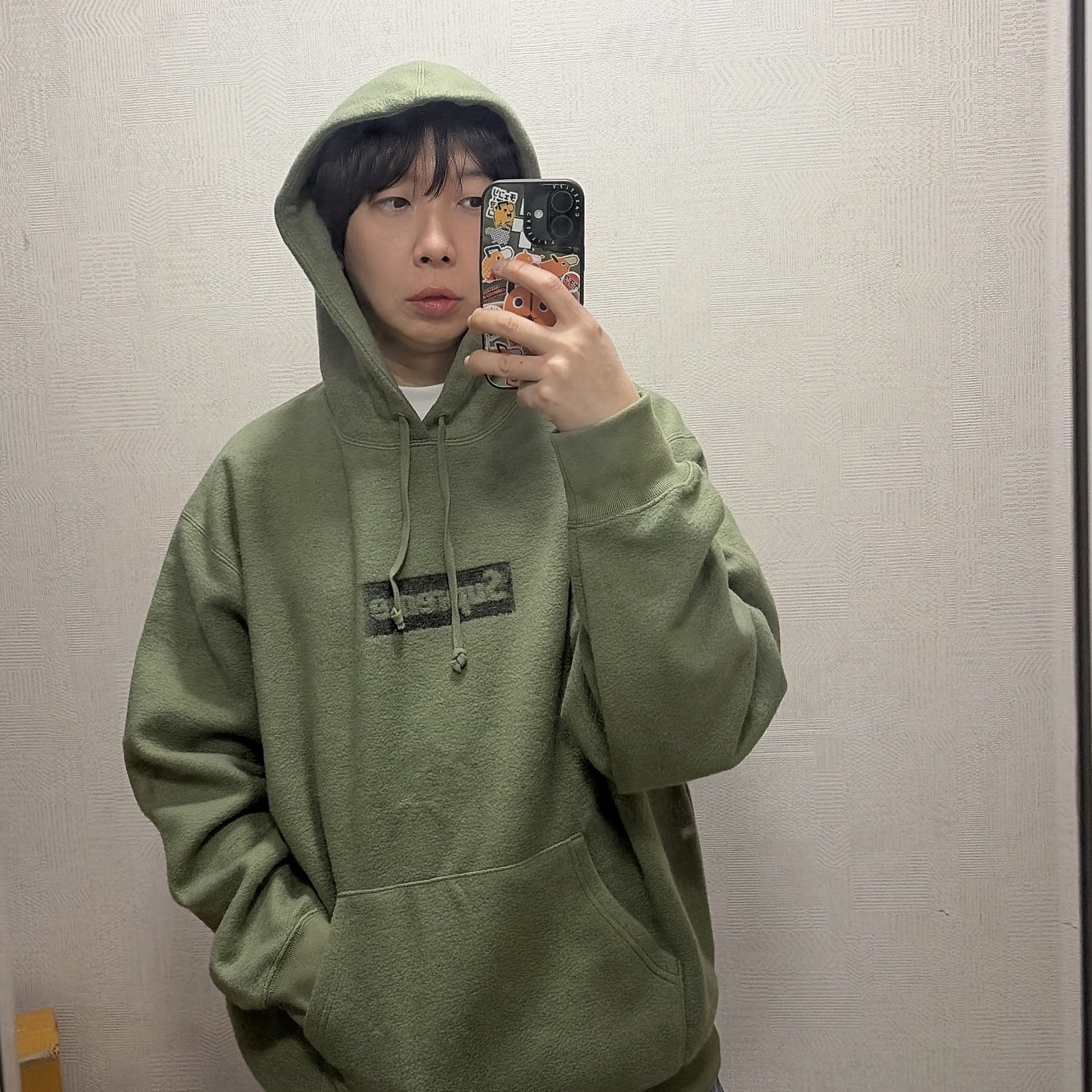 Supreme Inside Out Box Logo Hooded Sweatshirt Light Olive - 23SS 착용 스타일