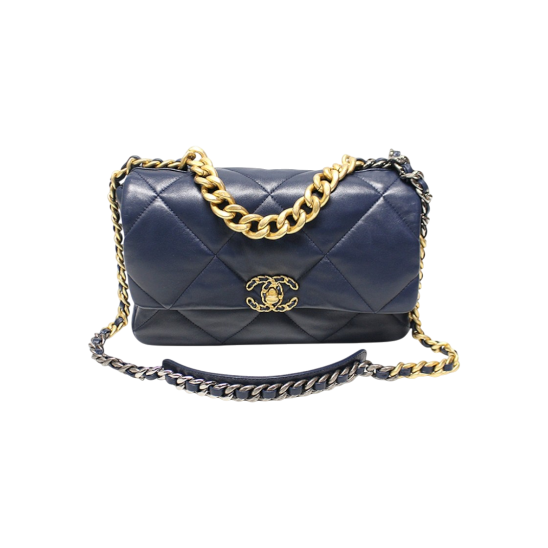 샤넬 AS1161 네이비 램스킨 메탈 샤넬 19 나인틴 라지 플랩 숄더백 (내장칩)(Chanel 19 Large Flap Shoulder Bag in Navy Lambskin with Metal (Includes Chip))