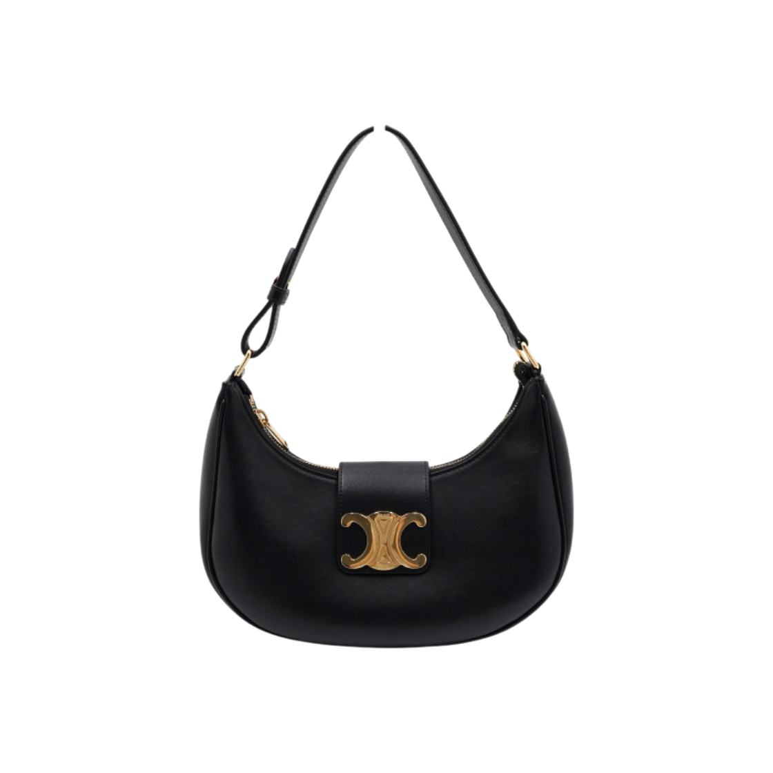 ITFQHKRPE57U Celine Medium Triomphe Shoulder Bag in Black Calfskin with Gold Hardware
