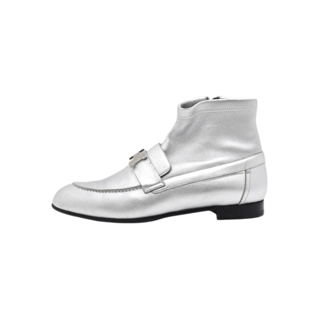 IT9Q4G4VCOIN Hermes Metallic Silver Saint Honore Ankle Boots
