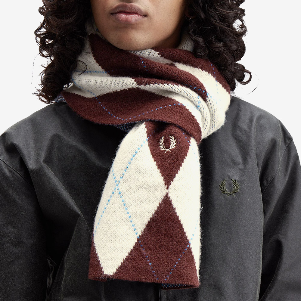 프레드 페리 브러시드 아가일 스카프 에크루(Fred Perry Brushed Argyle Scarf Ecru) - 2