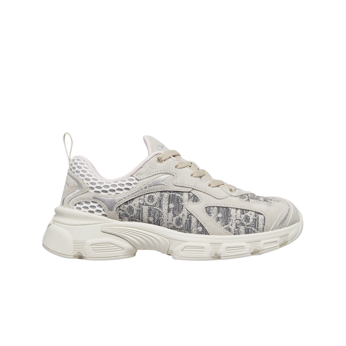 KCK443OLD-S11W (W) Dior Vibe Sneakers Dior Oblique Lusenti Embroidered Cotton & Mesh Suede Calfskin White Deep Gray