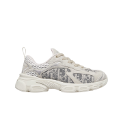 (W) Dior Vibe Sneakers Dior Oblique Lusenti Embroidered Cotton & Mesh Suede Calfskin White Deep Gray