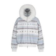 Escapefrom Nordic Fur Two-Way Two-Way Hoodie Zip-Up Blue