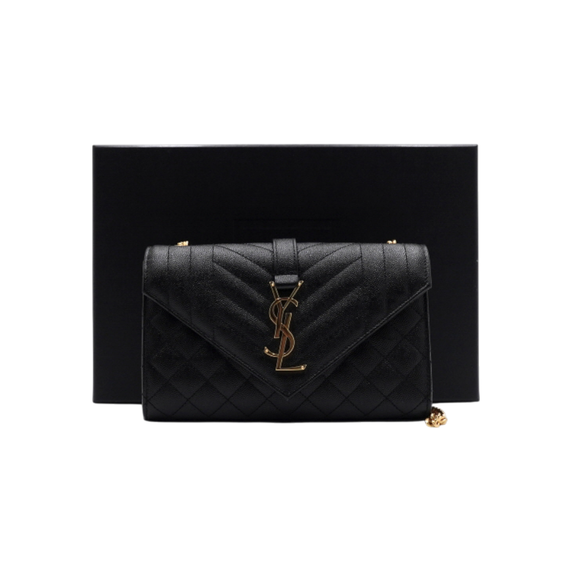 ITV43D9CQWH6 Saint Laurent Monogram Quilted Envelope Shoulder Bag with Gold Chain