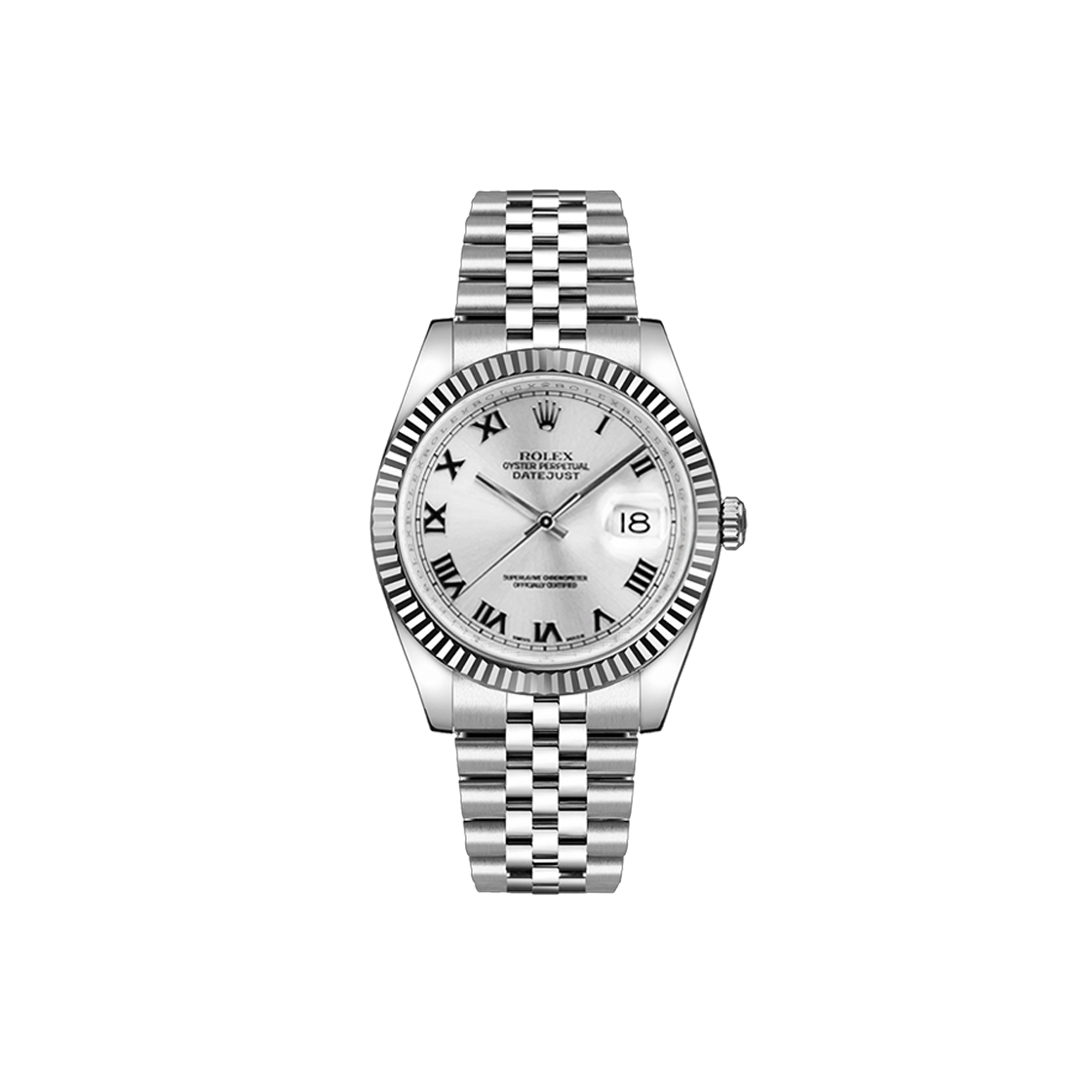 IT83GQKIKU63 Rolex Datejust 36 Silver Roman Jubilee No. 6805