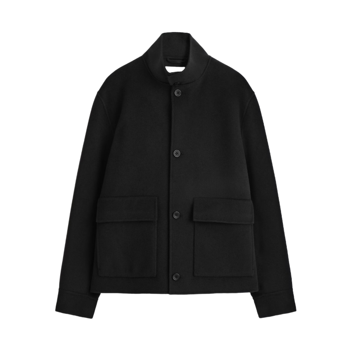 1296460003 COS Double-Faced Wool Funnel Neck Jacket Black