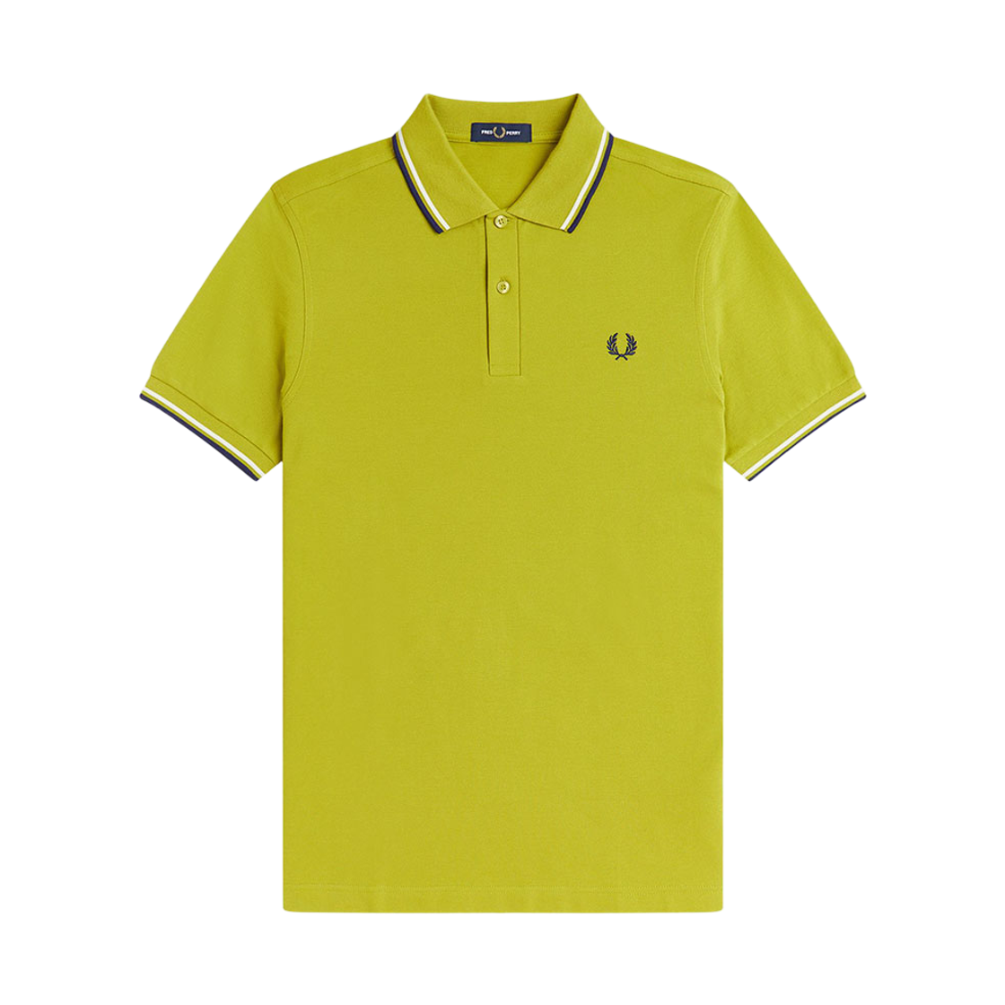 AFPM2533600-47A Fred Perry Twin Tipped Fred Perry Shirt Tennis Ball Yellow Ecru French Navy
