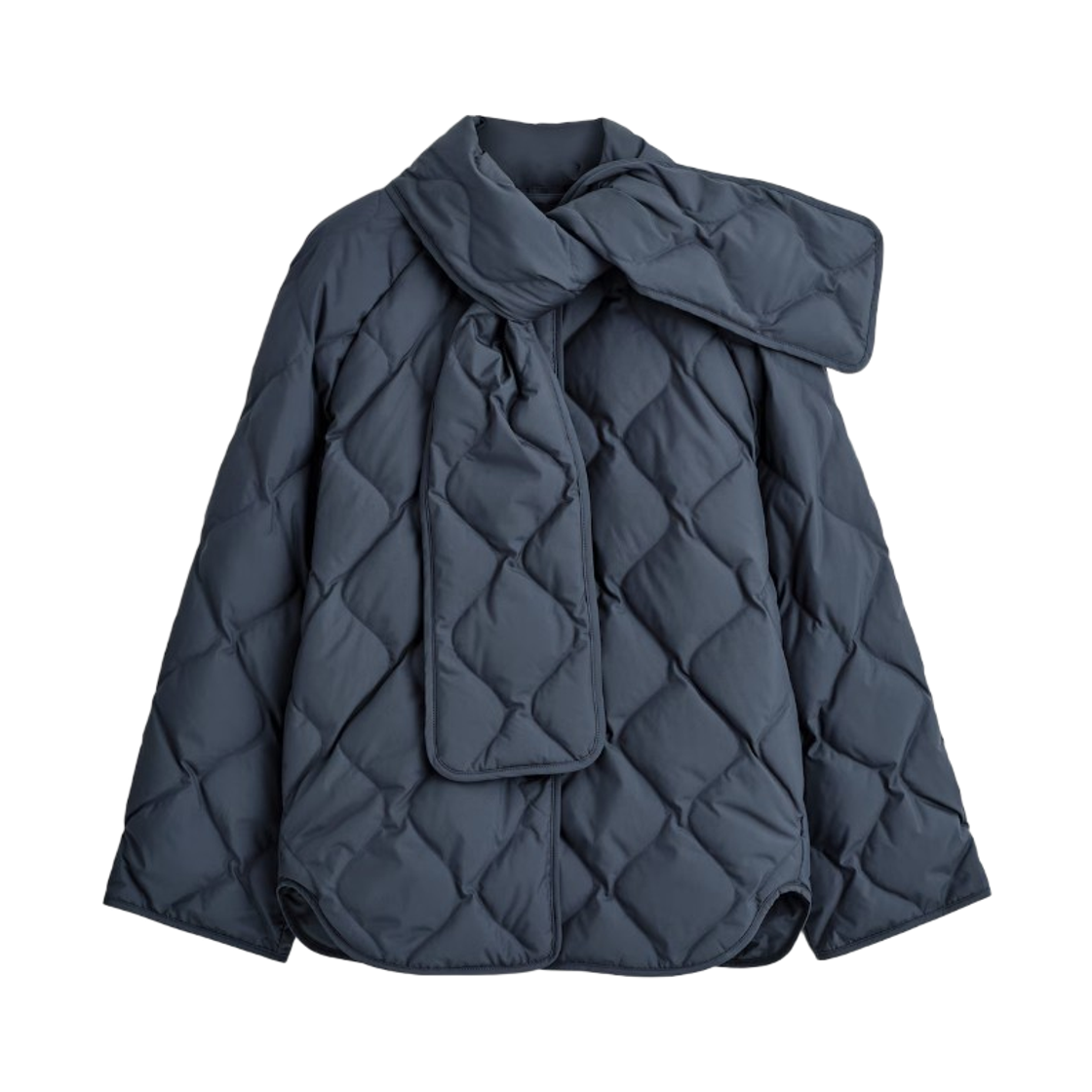 1305995002 (W) COS Scarf Detail Quilted Liner Jacket Navy