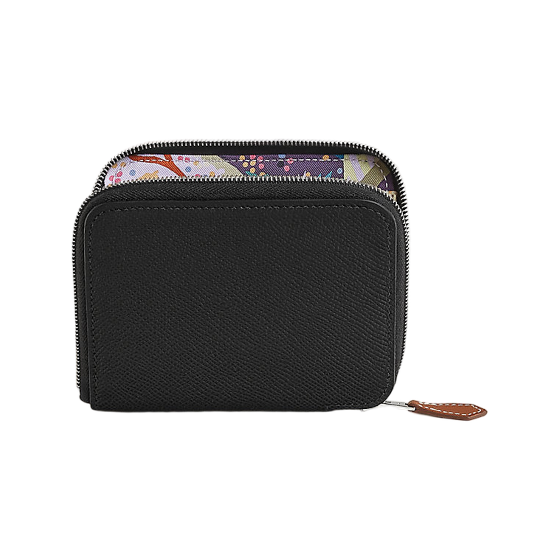 H084266CKAJ Hermes Silk'In Compact Wallet Epsom Barenia Calfskin & Palladium Noir Cassis Vert Fizz