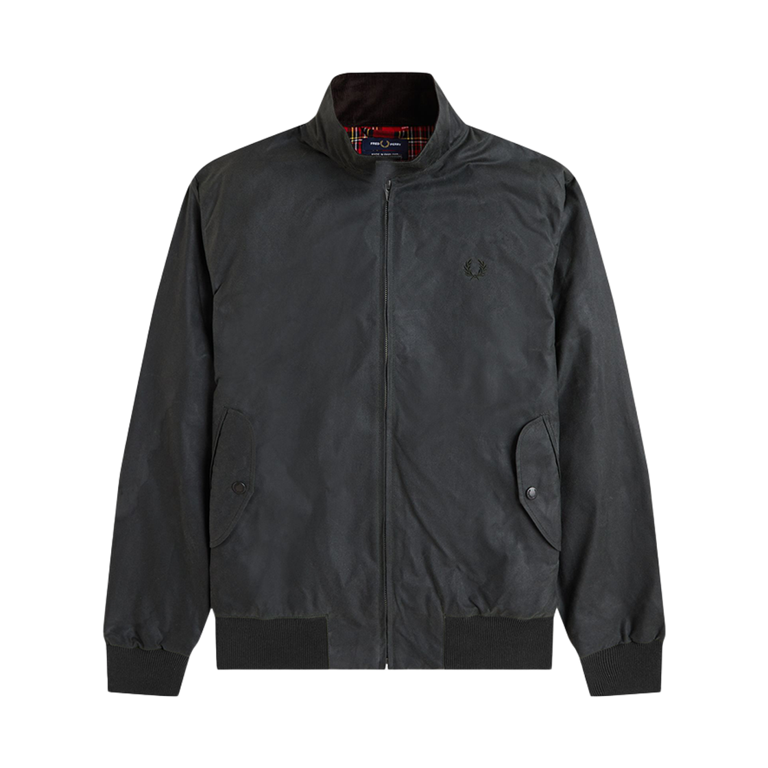 프레드 페리 메이드 인 잉글랜드 왁스 해링턴 재킷 다크그린(Fred Perry Made in England Waxed Harrington Jacket Dark Green)