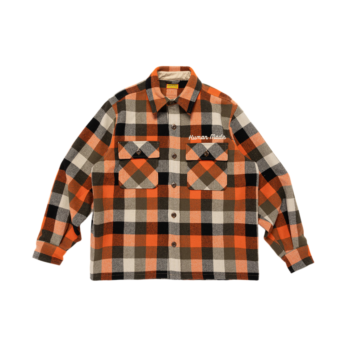 HM30SH013 Human Made Wool Check Shirt Jacket Orange