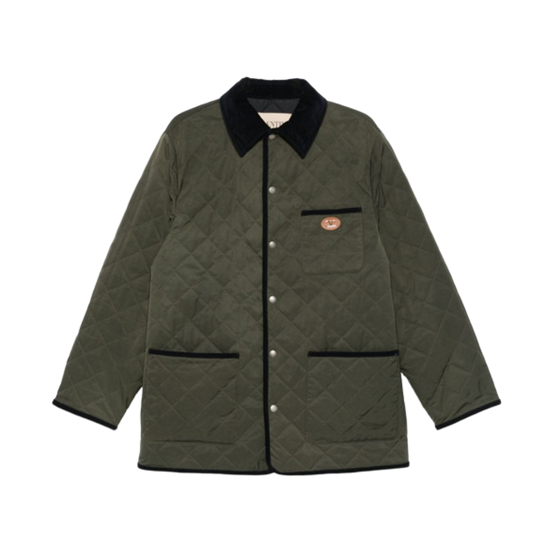 CJK95CKVAPF Valentino Quilted Nylon Shirt Jacket with Vlogo Patch Green