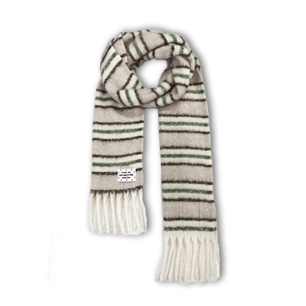 E252AO011 Escapefrom Winter Soft Stripe Muffler Ivory