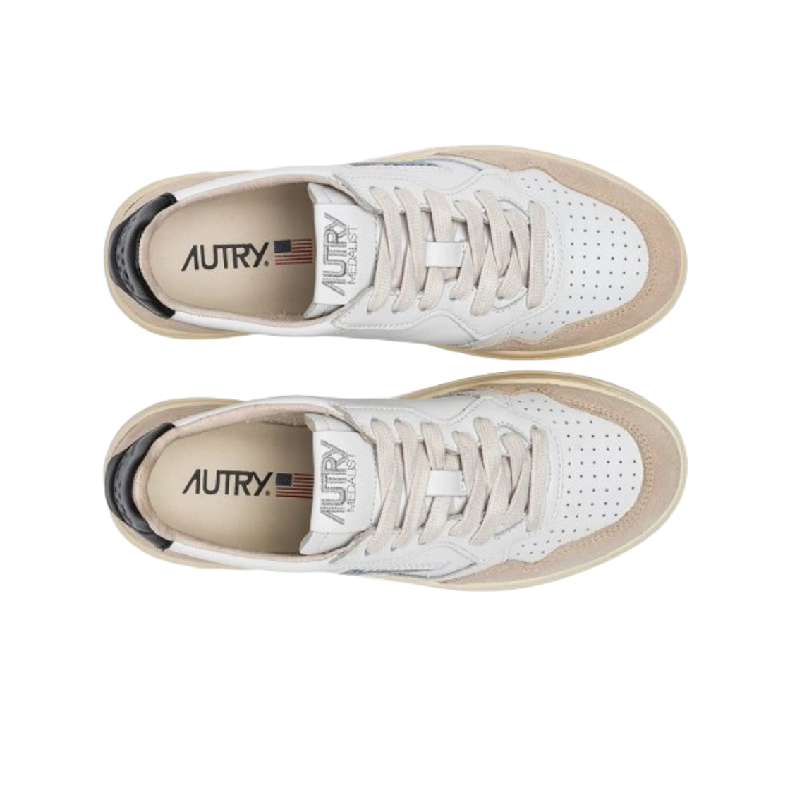 오트리 메달리스트 로우 레더 스웨이드 스니커즈 화이트 블랙(Autry Medalist Low Leather Suede Sneakers White Black) - 2