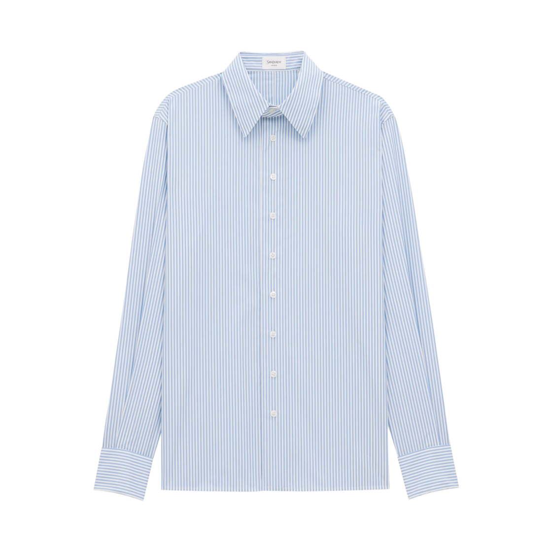 813932-Y1L02-4486 Saint Laurent Oxford Striped Cotton Shirt Blue