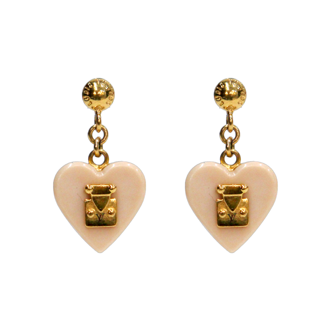ITD4NOIOTI28 Louis Vuitton Lock Me Heart Gold Earrings A-B39593