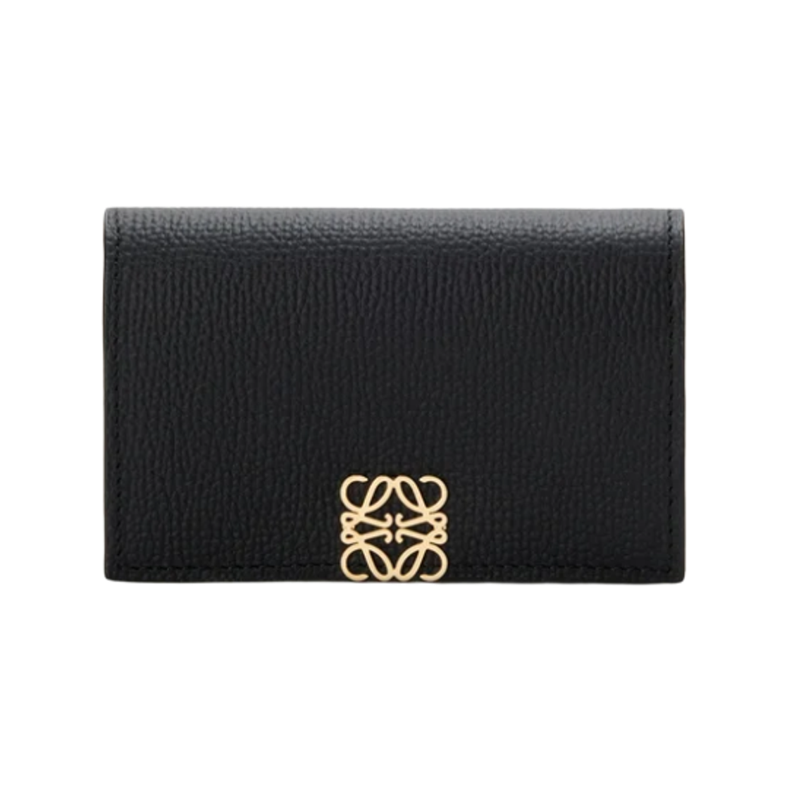 로에베 페블 그레인드 카프스킨 아나그램 비즈니스 카드 홀더 블랙 골드(Loewe Anagram Business Card Holder in Pebble Grained Calfskin Black Gold)