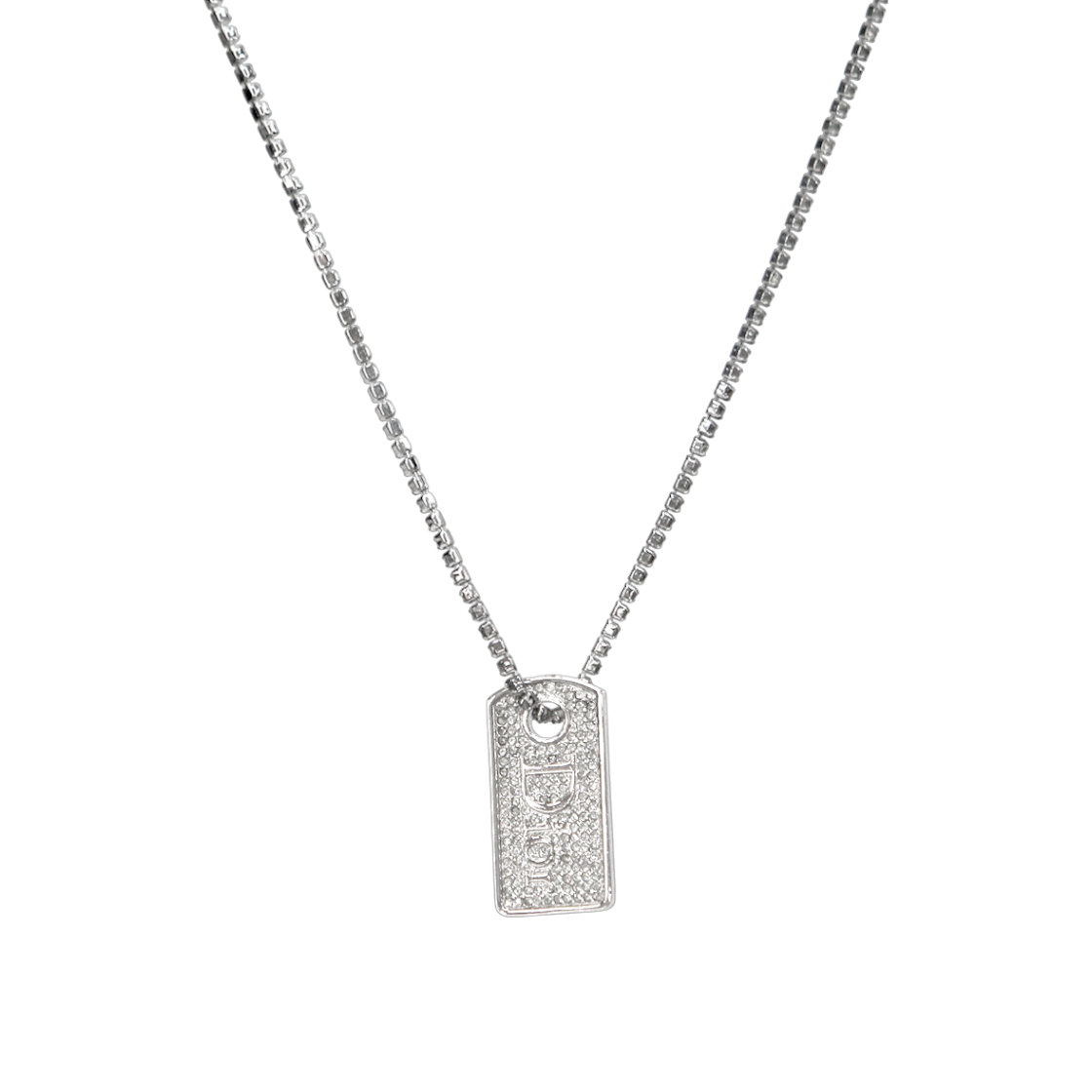 IT9LEFFQD4CL Dior Cubic Plate Silver Necklace A-B42173
