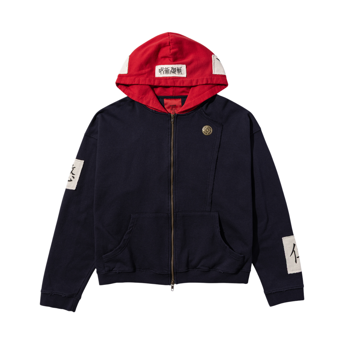 주술회전 언더마이카 이타도리 유지 패치 빈티지 후드 집업 네이비(JUJUTSU KAISEN Undermycar Itadori Yuji Patch Vtg Zipped Hoodie Navy)