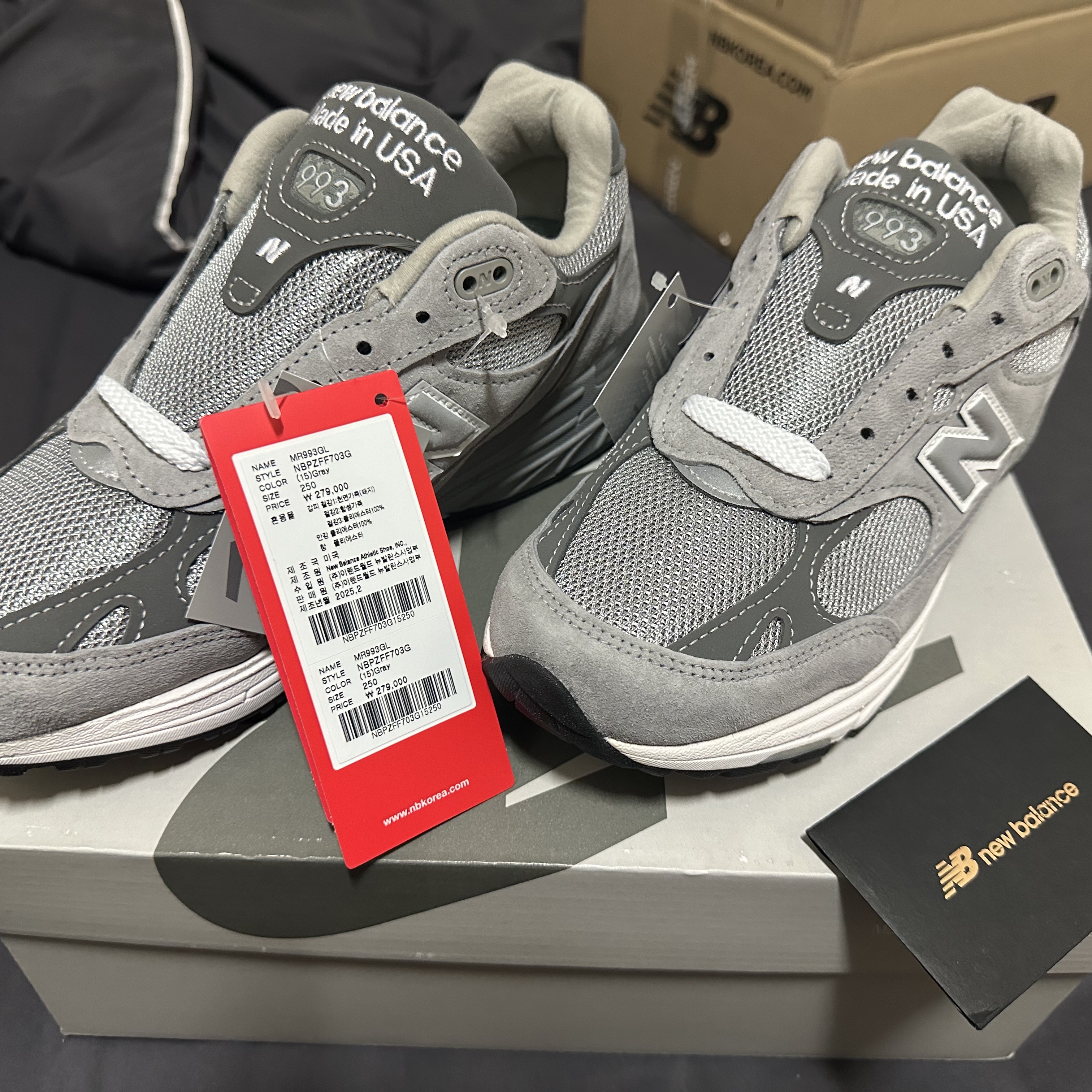 New Balance 993 Made in USA Grey - D Standard 착용 스타일 - 2
