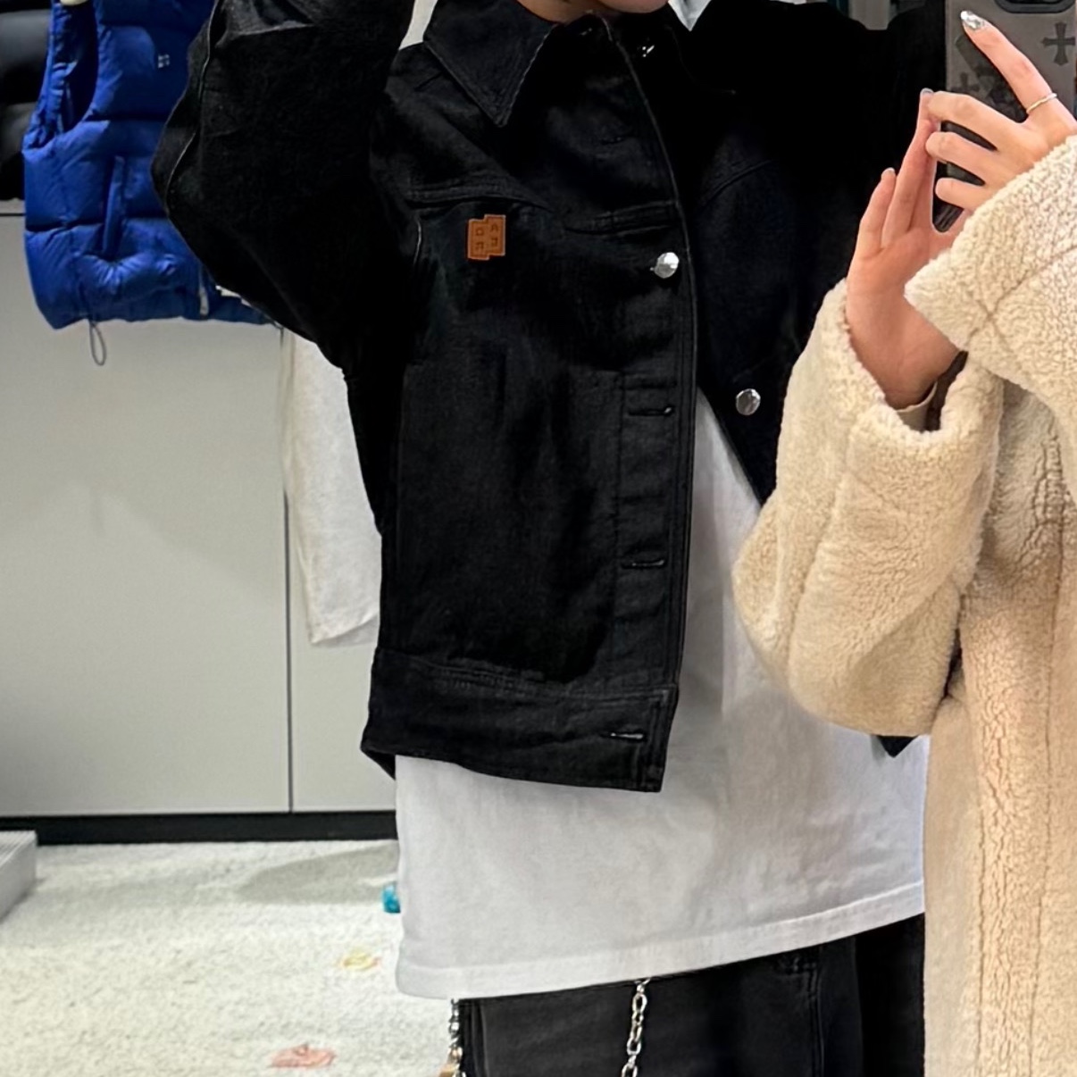 Ader Error Sig; SV Tag Trucker Jacket 01 Noir 착용 스타일 - 2