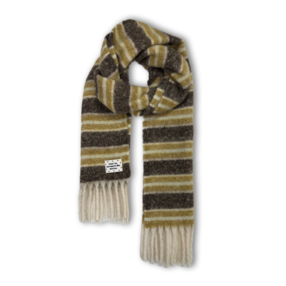 E252AO014 Escapefrom Winter Soft Stripe Muffler Brown