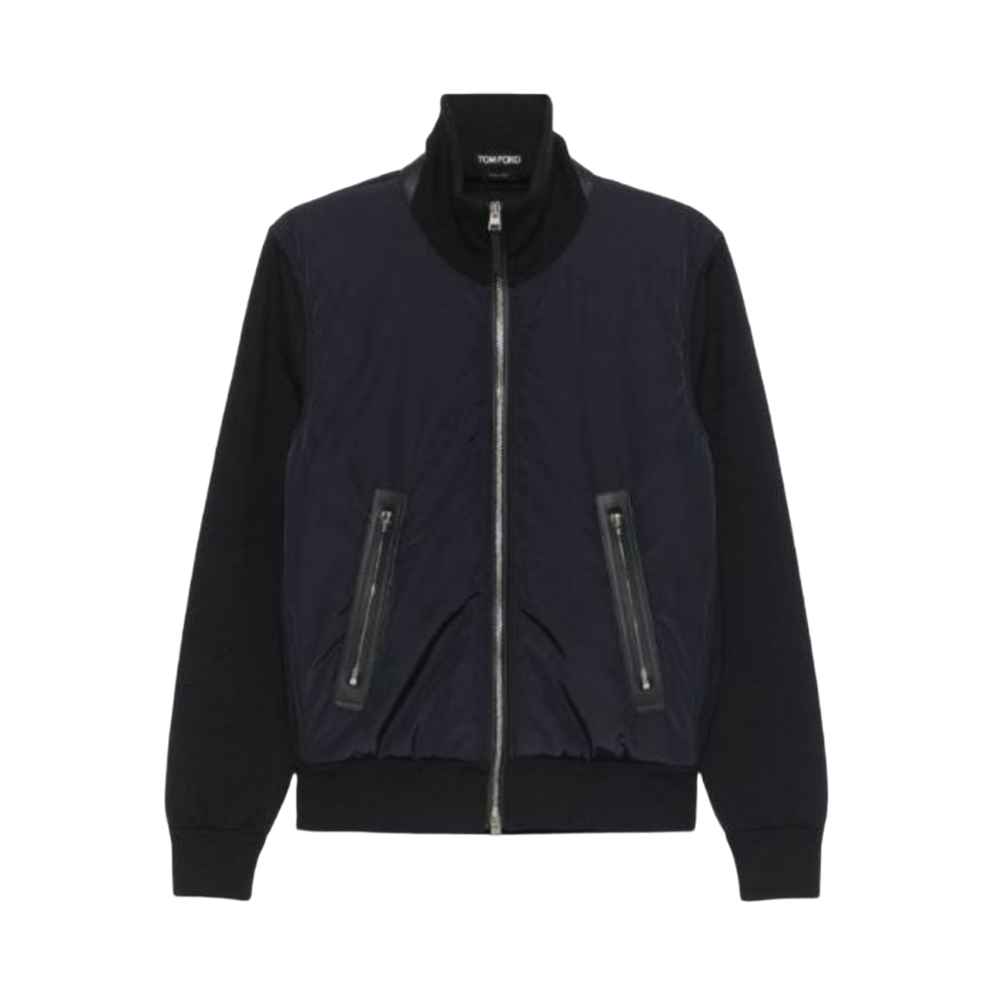 KZY003-YMW012F24-HB800 Tom Ford Light Nylon Front Merino Zip Through Blue