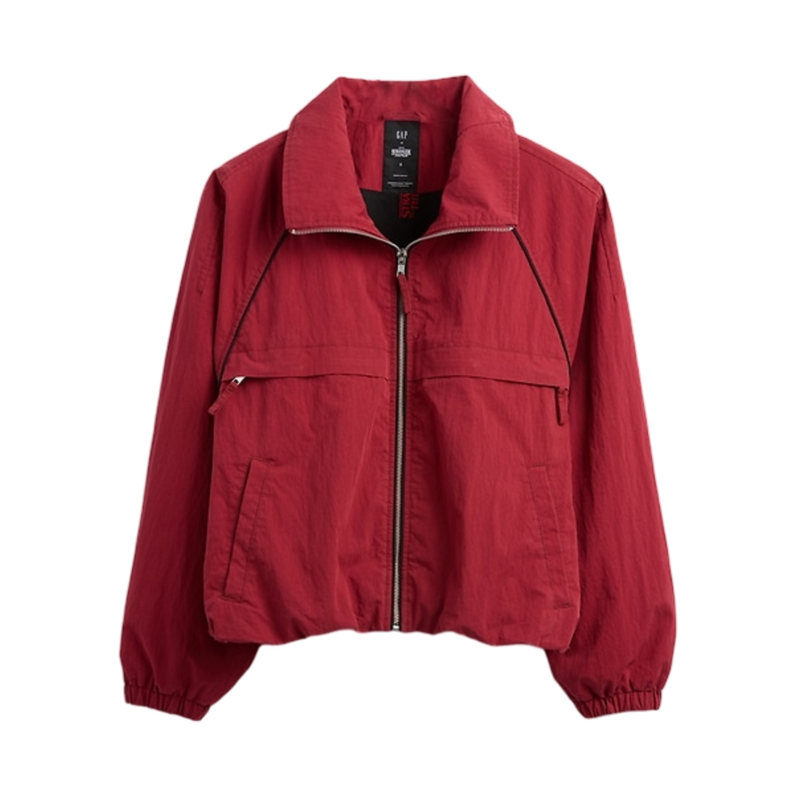 865225 (W) Gap x Stranger Things Flannel-Lined Track Jacket New Classic Red