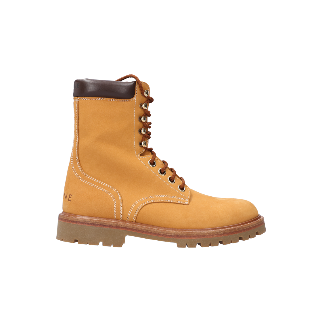 ITASLKO697NS Celine Logo Detail Cut Nubuck Lace-Up Boots Beige 42