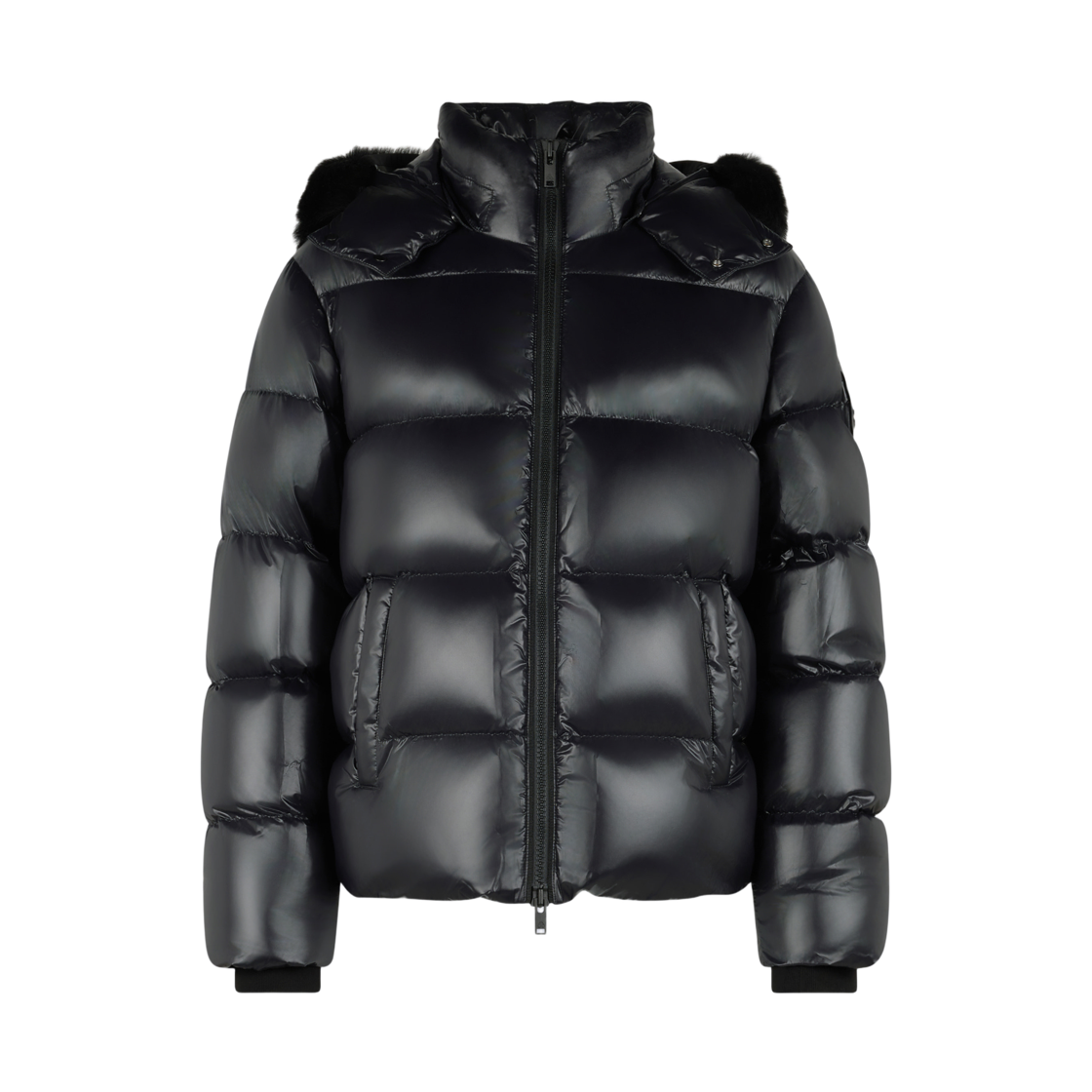 M35MJ144S305 Moose Knuckles Kings Puffer Shearling Trim Jacket Black