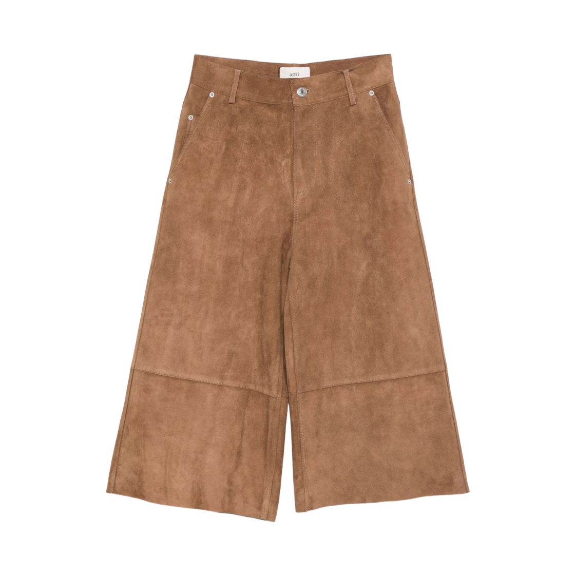 FSO813-LH0059-216 AMI Suede Leather Trousers Brown