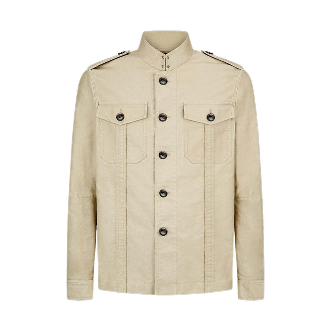 OJS011-FMC171S25-JB255 Tom Ford Stand Collar Cotton Jacket Sand