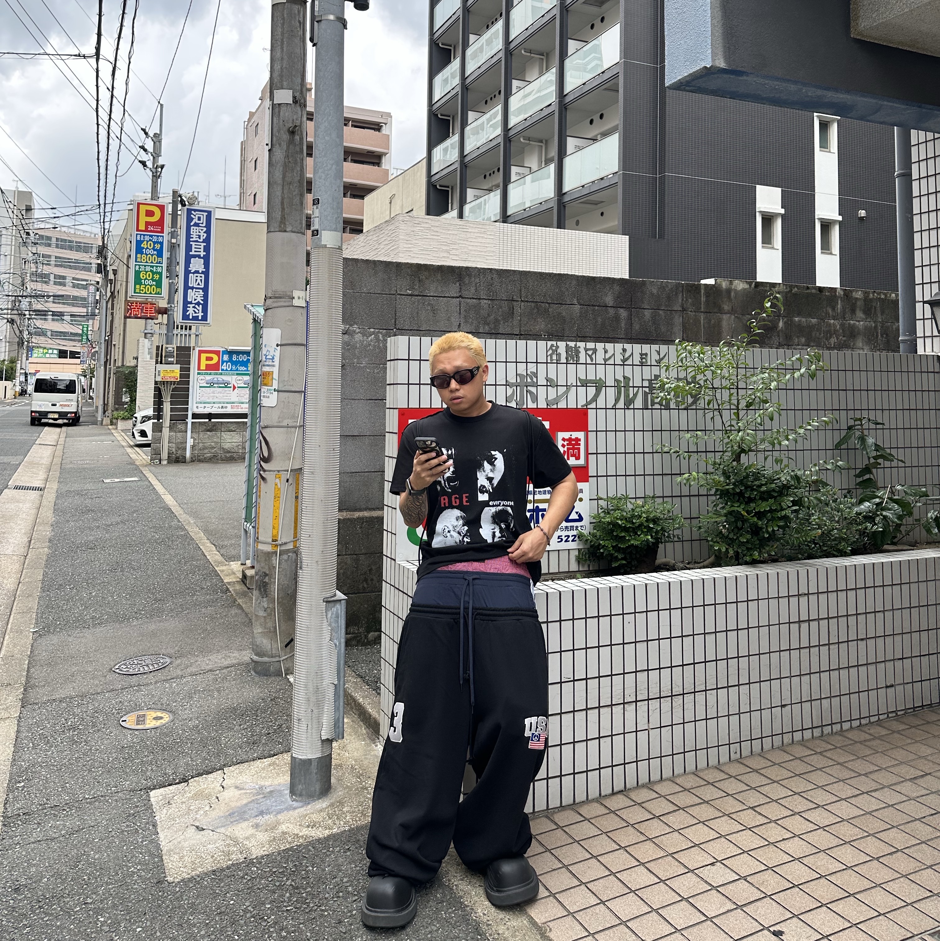 Project G/R 3 Layered Sweat Pants Black 착용 스타일