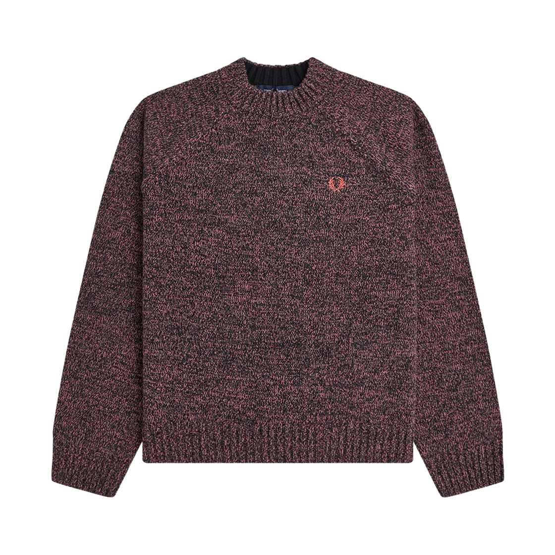 AFPF2531133-73A Fred Perry Womens Twisted Marl Mock Neck Knit Flamingo Tan A.Grey Black