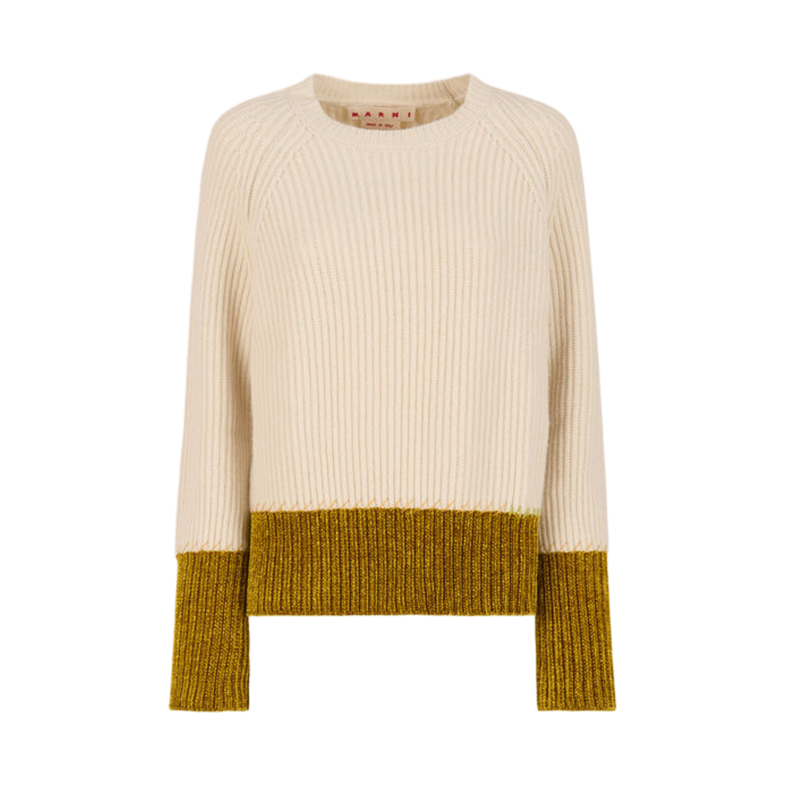 GCMD0632Q0-UFH553-BIW10 (W) Marni Wool Colorblock Sweater Pearl