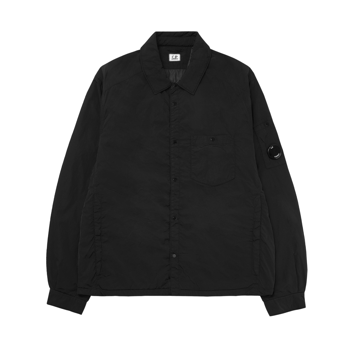 C.P. 컴퍼니 크롬-R 렌즈 버튼 오버셔츠 블랙 - 25FW(C.P. Company Chrome-R Lens Button Overshirt Black - 25FW)
