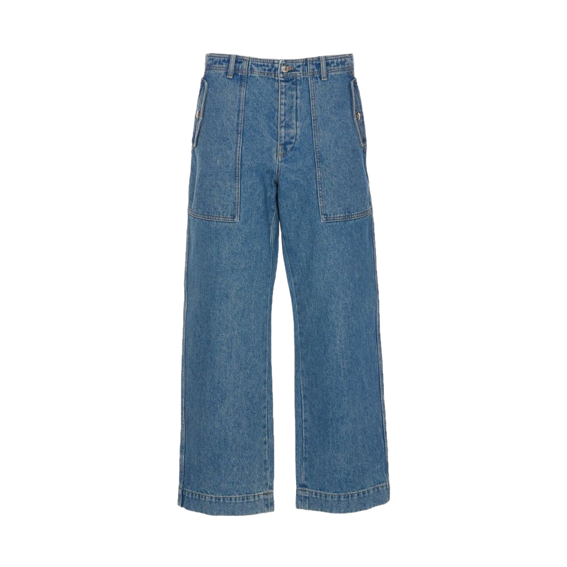 MM01113WW5023-P413 Maison Kitsune Workwear Denim Cotton Jeans Light Stone Indigo