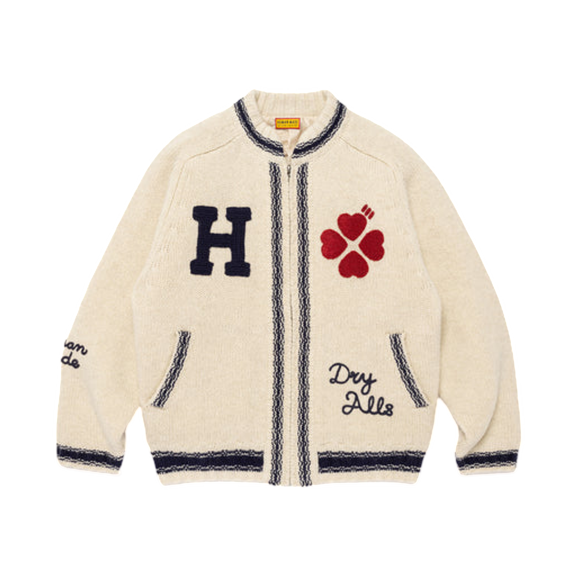 HM30CS020 Human Made Zip-Up Knit Jacket White