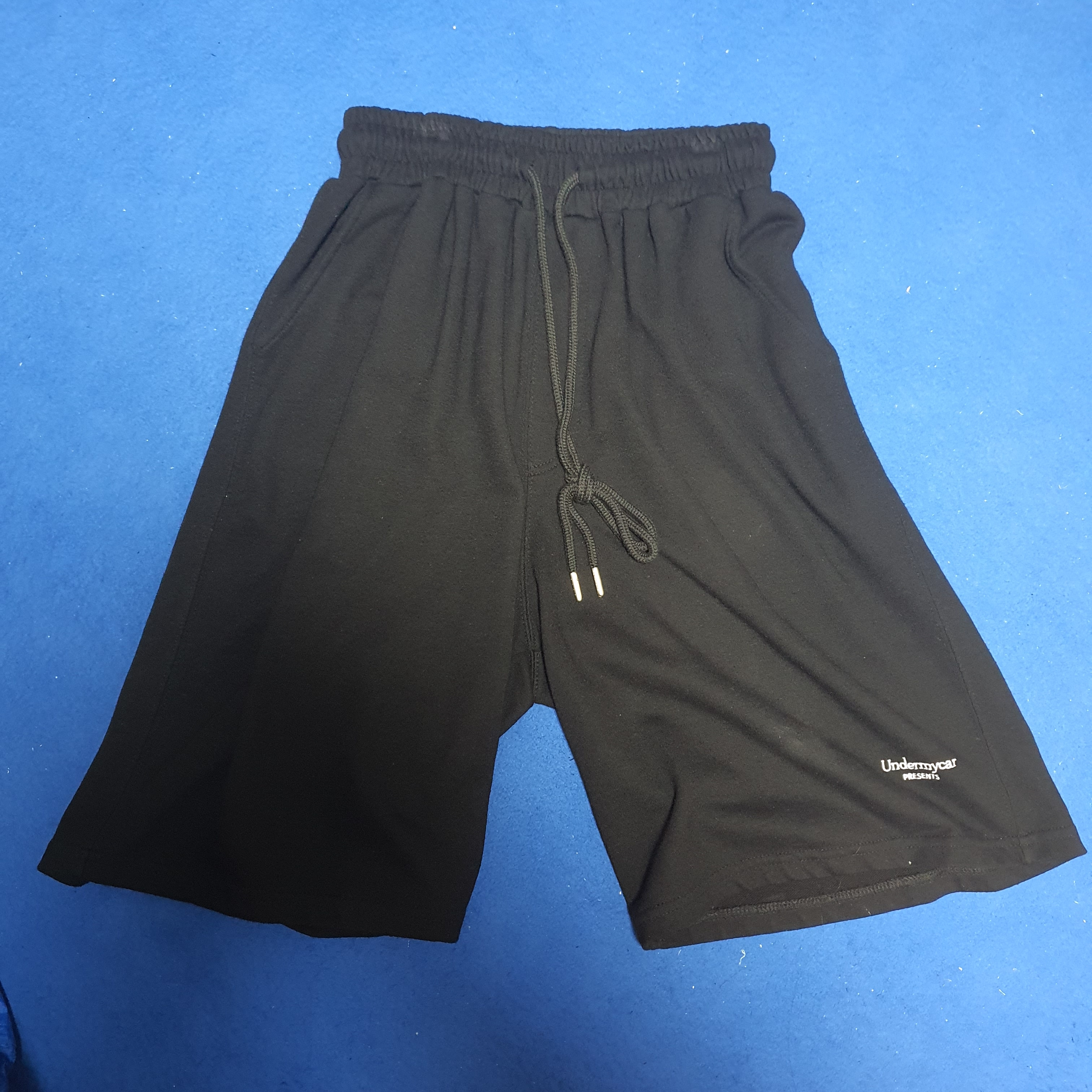 Undermycar Mu.04 Anti Fxxking Logo Play Oversized Sweat Shorts Black 착용 스타일