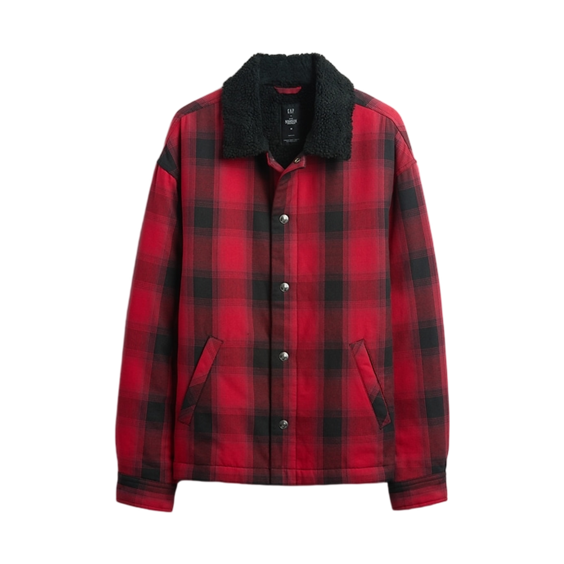 865235 Gap x Stranger Things Sherpa-Lined Shirt Jacket Red Plaid
