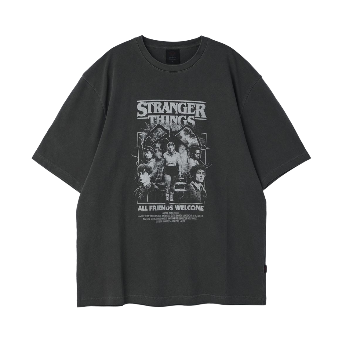 무신사 스탠다드 x 기묘한 이야기 올 프렌즈 웰컴 티셔츠 차콜 그레이(Musinsa Standard x Stranger Things All Friends Welcome T-Shirt Charcoal Grey)