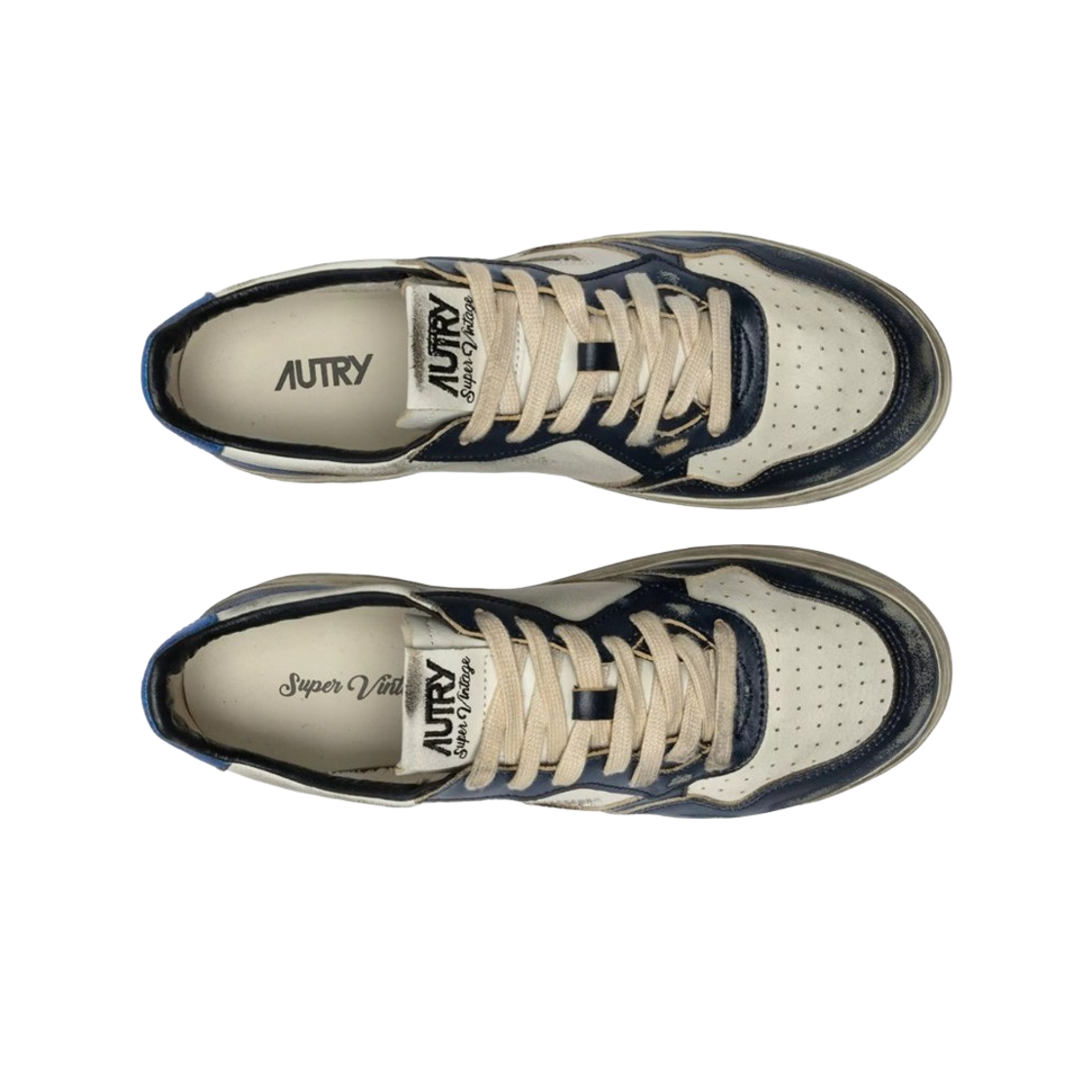 오트리 슈퍼 빈티지 메달리스트 로우 레더 스니커즈 화이트 블루(Autry Super Vintage Medalist Low Leather Sneakers White Blue) - 2