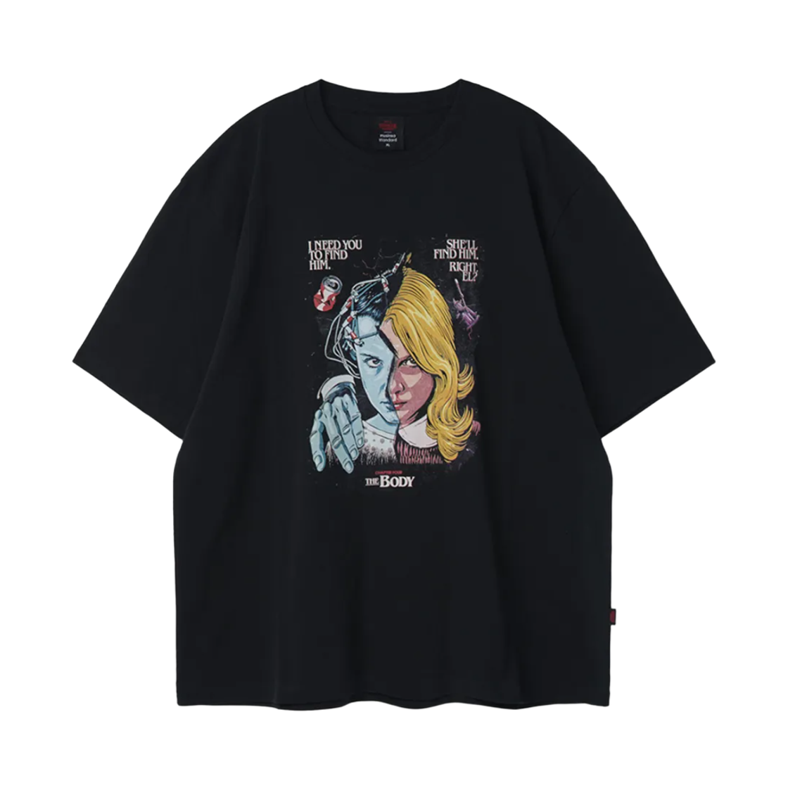 무신사 스탠다드 x 기묘한 이야기 더 바디 티셔츠 블랙(Musinsa Standard x Stranger Things The Body T-Shirt Black)