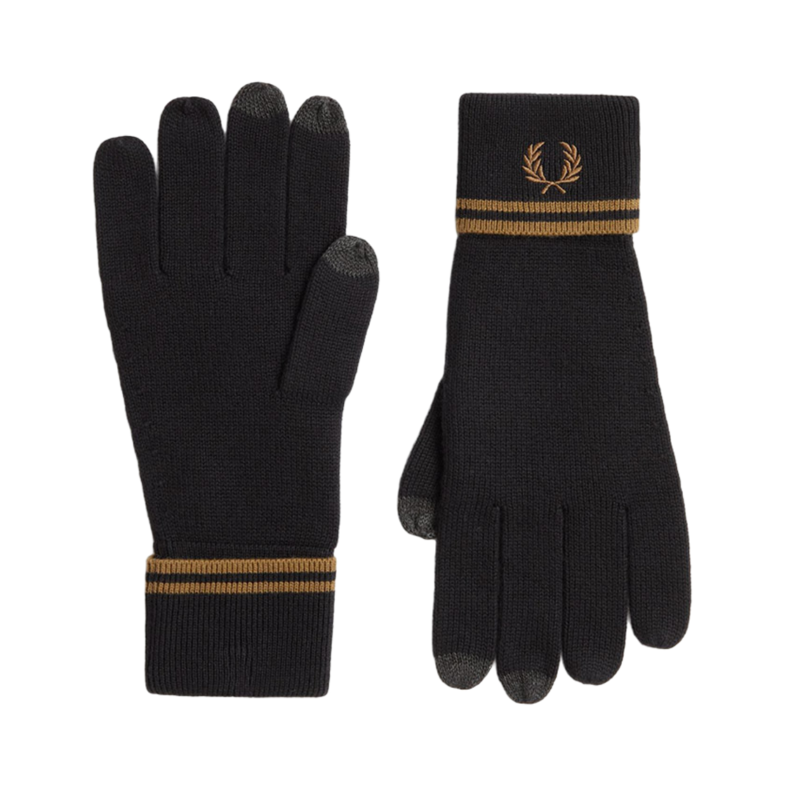 CFPU2539151-S77 Fred Perry Twin Tipped Wool Gloves Black Shaded Stone