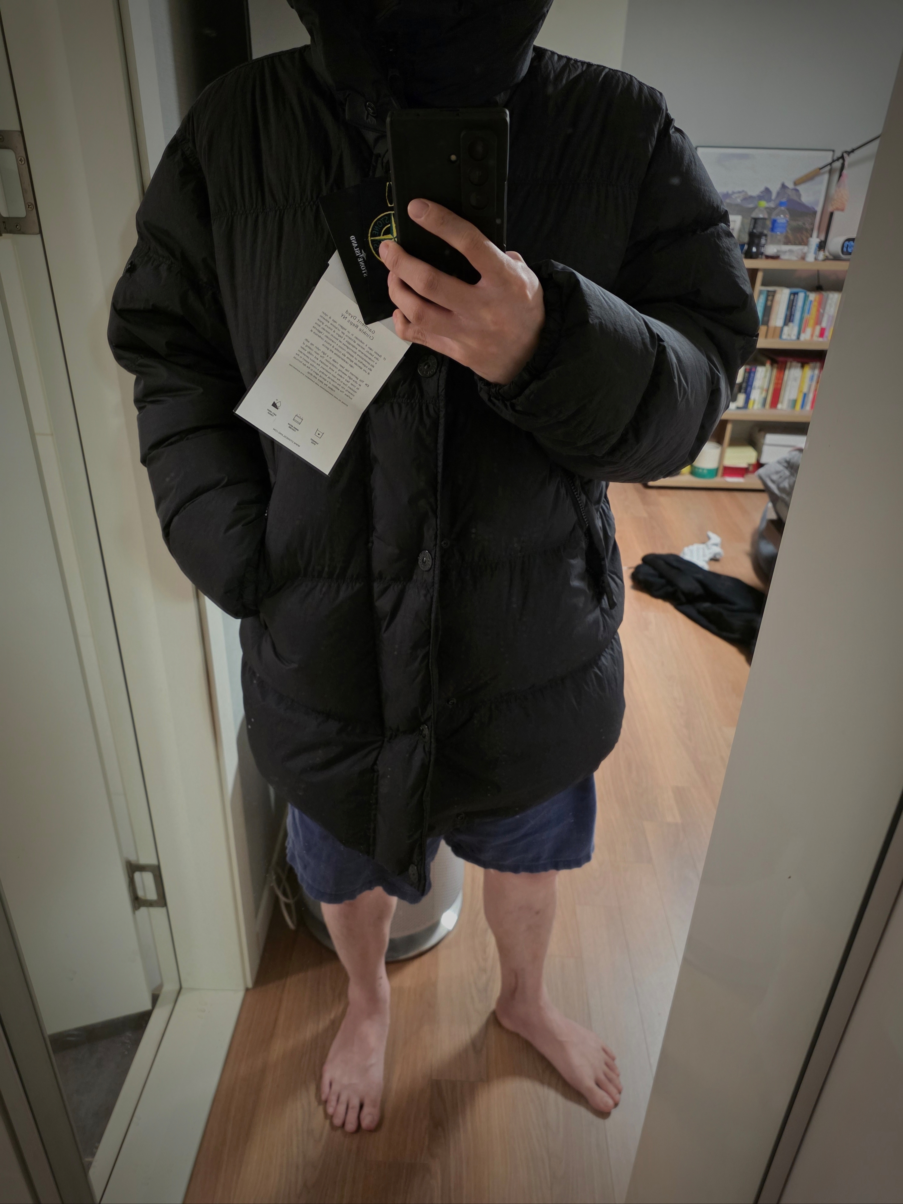 Stone Island 4100012 Crinkle Reps NY Recycled Nylon Wind Resistant Down Parka Black - 25FW 착용 스타일 - 2