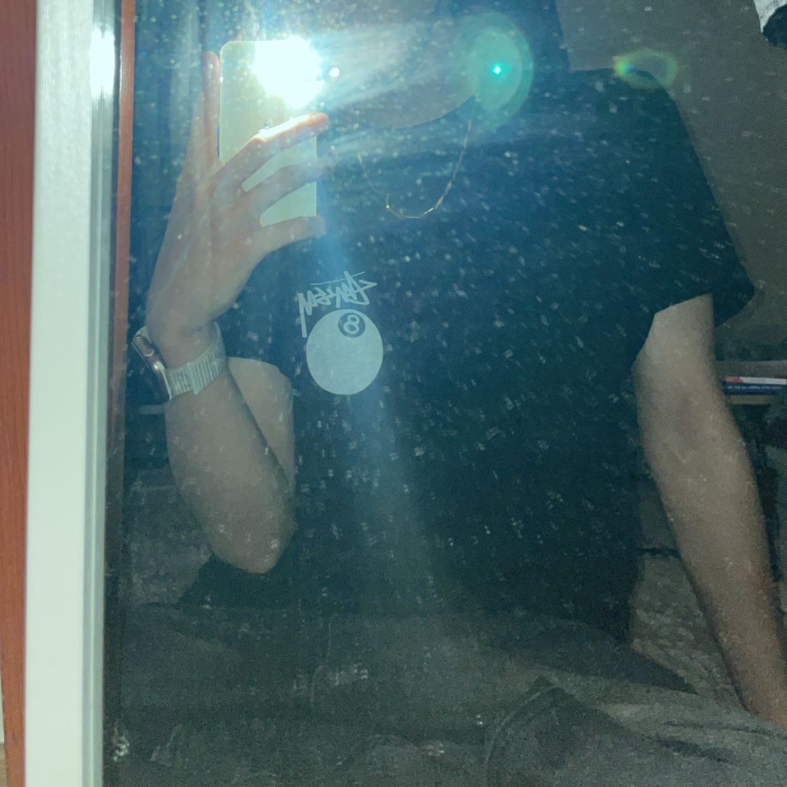 Stussy 8 Ball Pigment Dyed T-Shirt Black 착용 스타일