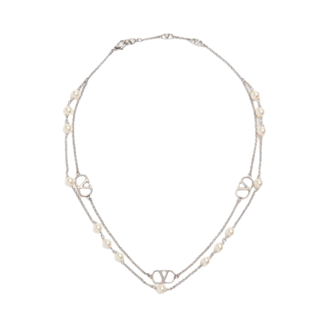J0X80UXM6RU Valentino Vlogo Signature Metal Necklace Silver