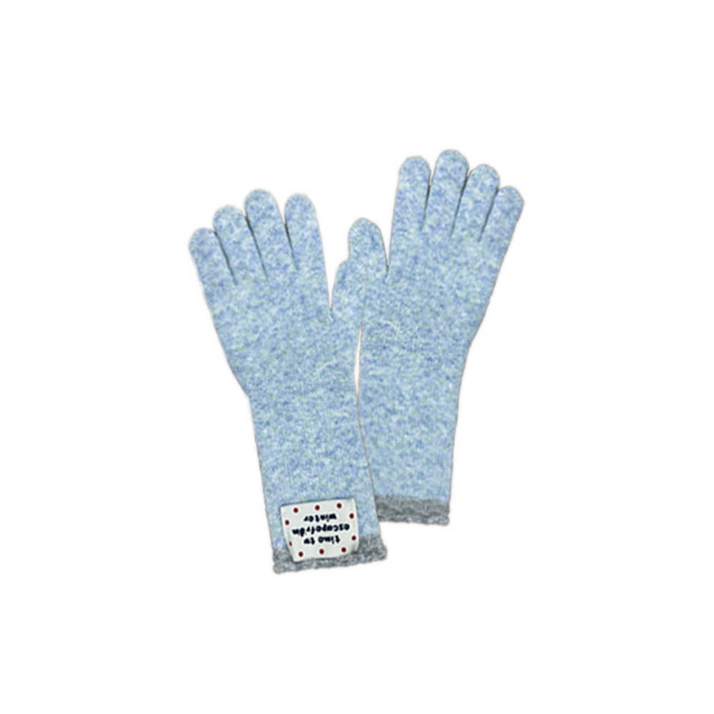E252AO016 Escapefrom Touch Finger Hole Winter Two-Tone Knit Gloves Blue